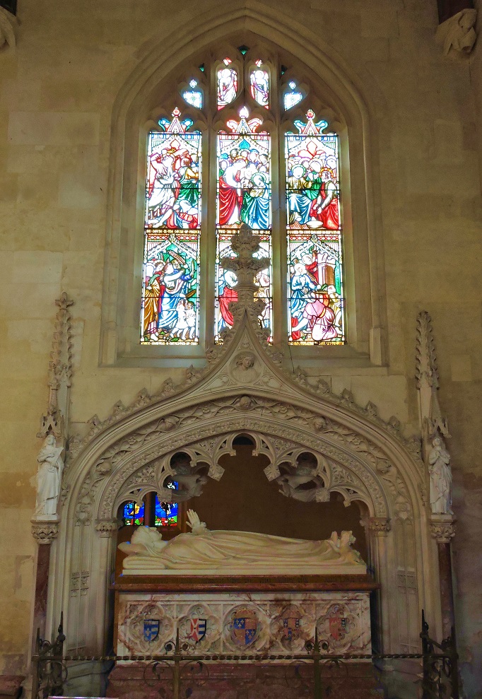 stained windows above tomb