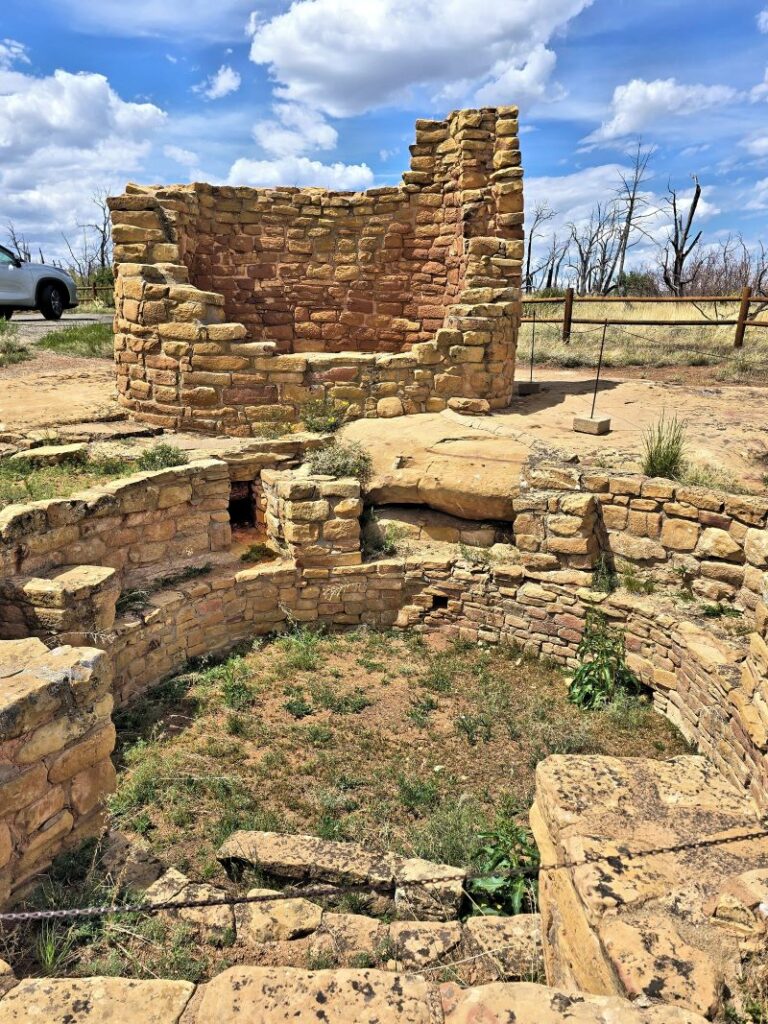 remains of a tower and a kiva with passageway