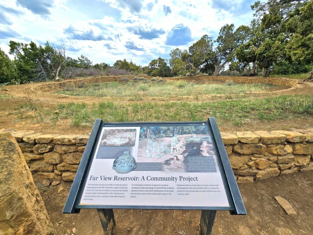 remains of a reservoir with informational sign