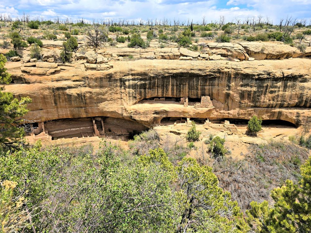 remains of cliff houses on the mesa top loop