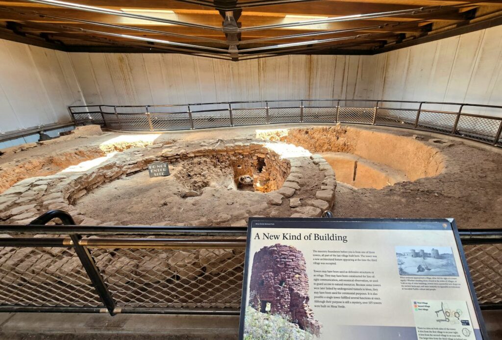 remains of tower and kiva in a covered building